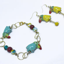 Colorful PARROT Bracelet-Earrings Set handmade - Tropical Birds Animal Jewelry