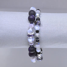 PURPLE Glass Rhinestones Bracelet-Earrings Set handmade