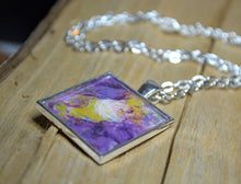 PURPLE YELLOW Unique Abstract Modern Art Pendant, handmade