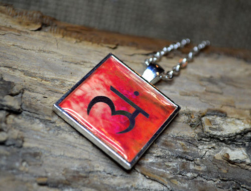 ROOT CHAKRA Pendant, Red Yoga Jewelry, handmade, silver-plated