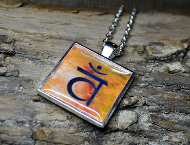 SACRAL CHAKRA Symbol Art Pendant, Yoga Jewelry, orange, handmade resin pendant