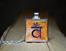 SACRAL CHAKRA Symbol Art Pendant, Yoga Jewelry, orange, handmade resin pendant